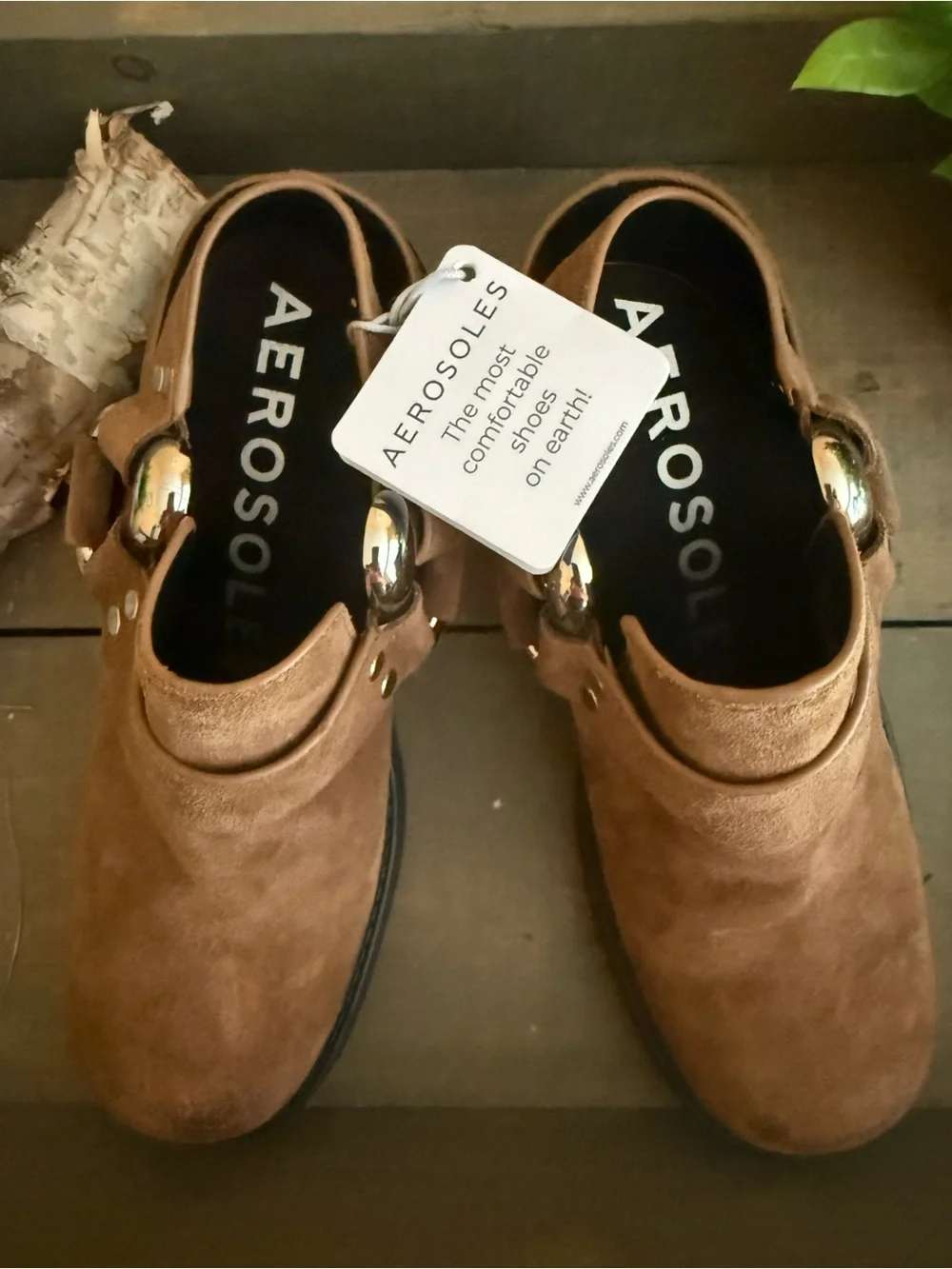 Maya Brown Suede Slip-On Loafers with Buckle Detail Size 6